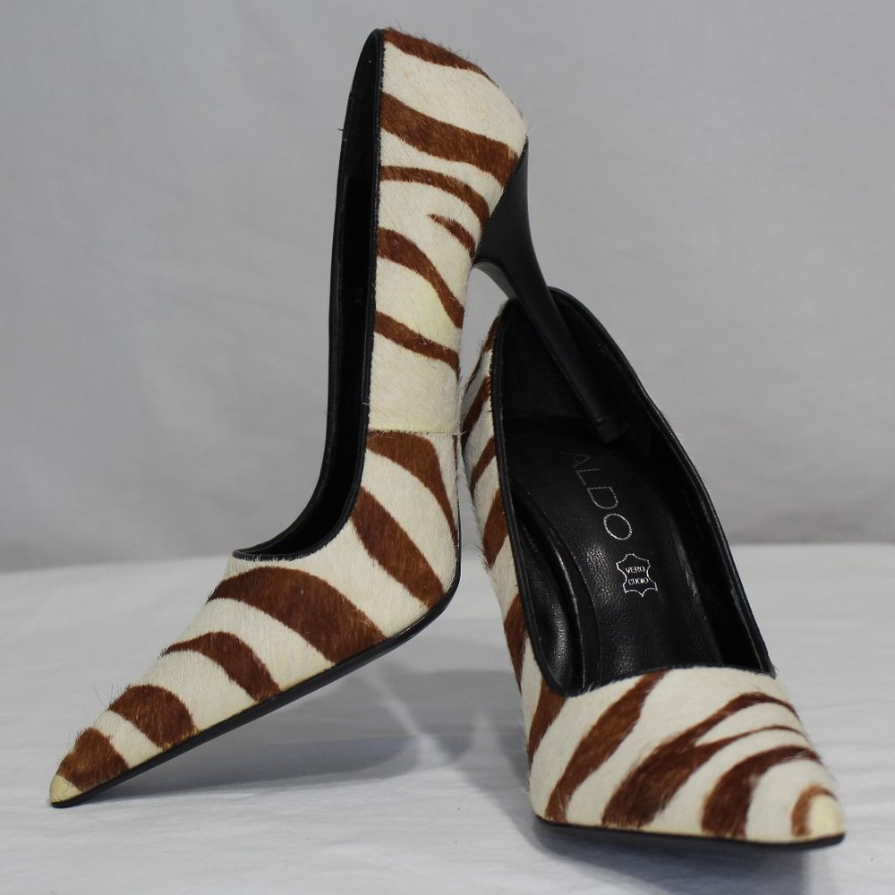Aldo Ariane Brown & Cream Zebra Print Stilettos S… - image 1